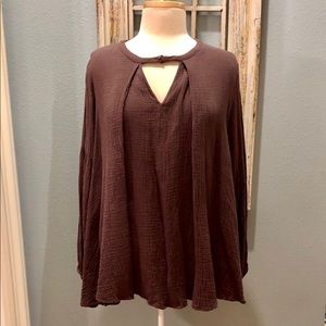 Umgee Bishop Sleeves Brown Top/Dress